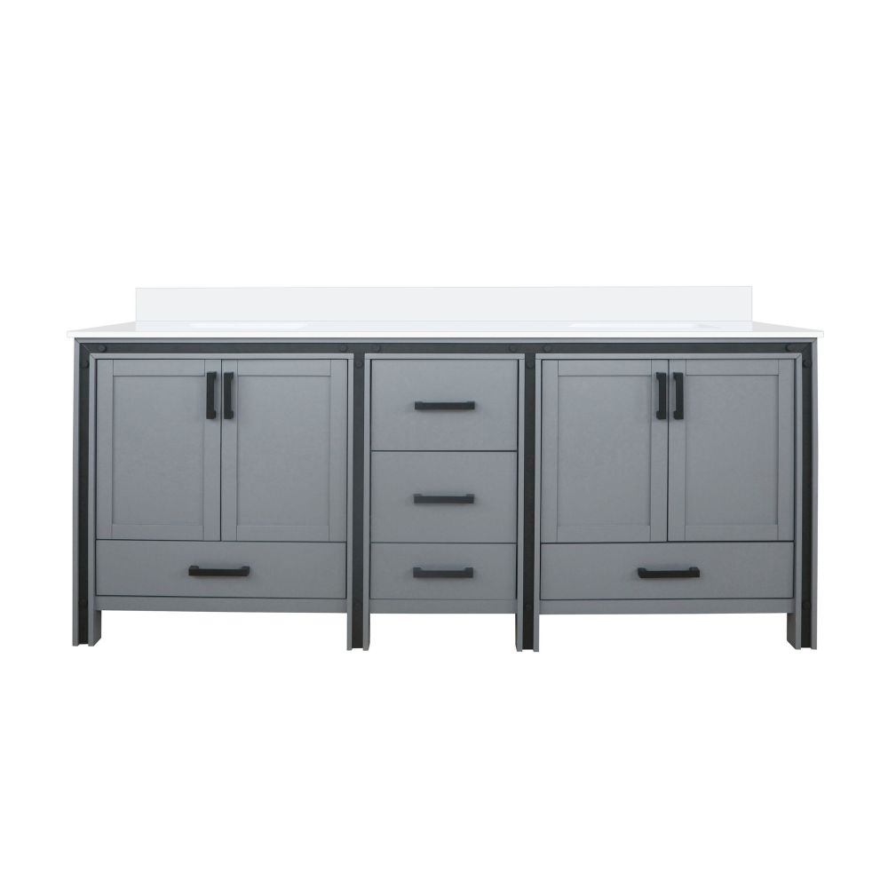 Ziva 80 in W x 22 in. D Dark Grey Double Bath Vanity and Cultured Marble Top