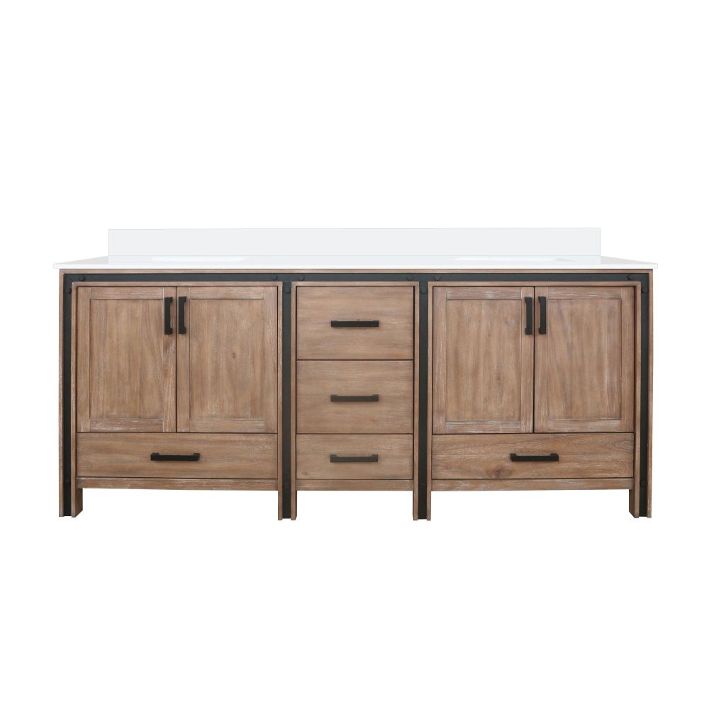 Ziva 80 in W x 22 in. D Rustic Barnwood Double Bath Vanity and Cultured Marble Top