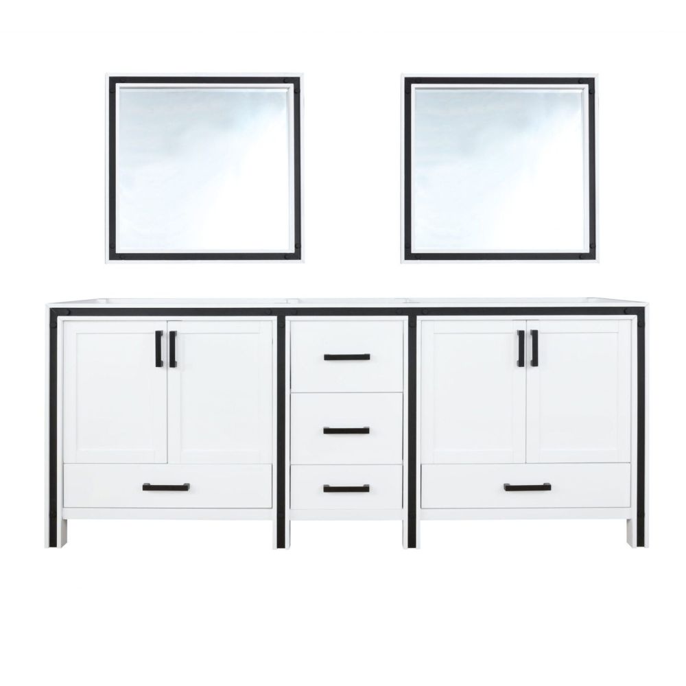 Ziva 84 in W x 22 in. D White Double Bath Vanity and 34 in Mirrors