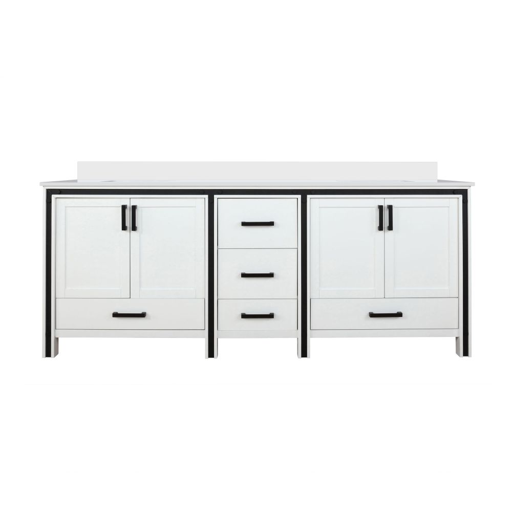 Ziva 84 in W x 22 in. D White Double Bath Vanity and Cultured Marble Top