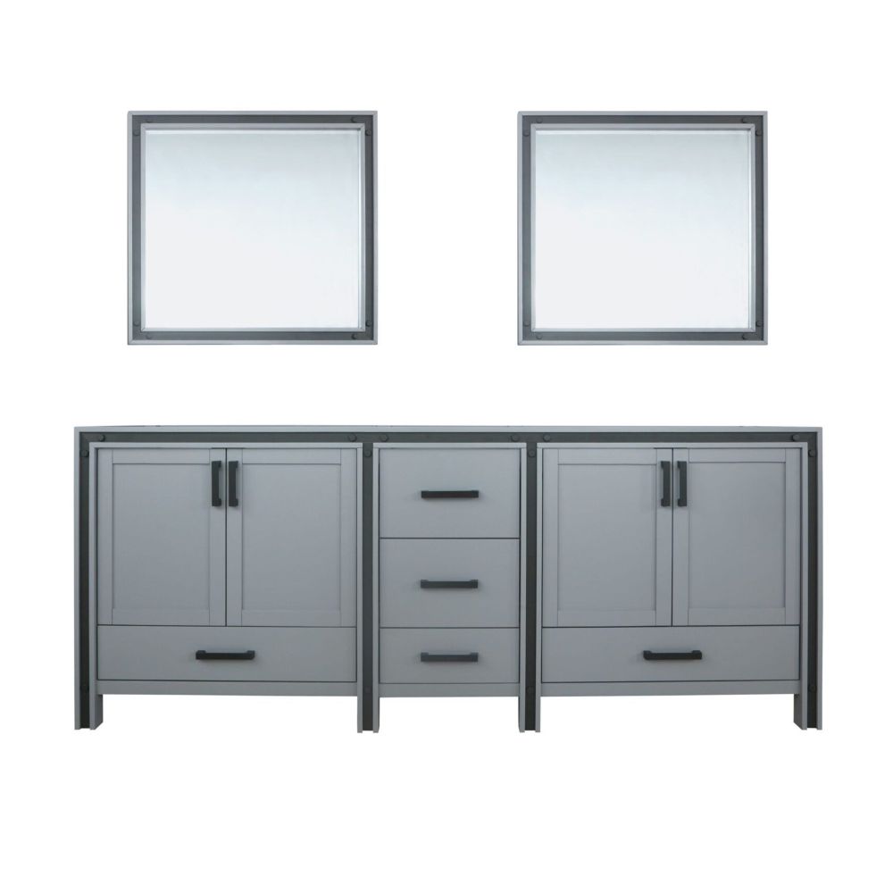 Ziva 84 in W x 22 in. D Dark Grey Double Bath Vanity and 34 in Mirrors