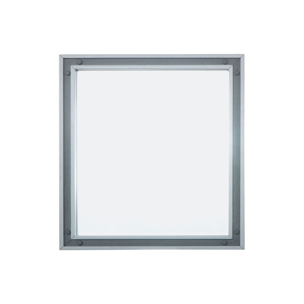 Ziva 34 in W x 32 in H Dark Grey Mirror with Black Metal Inlay