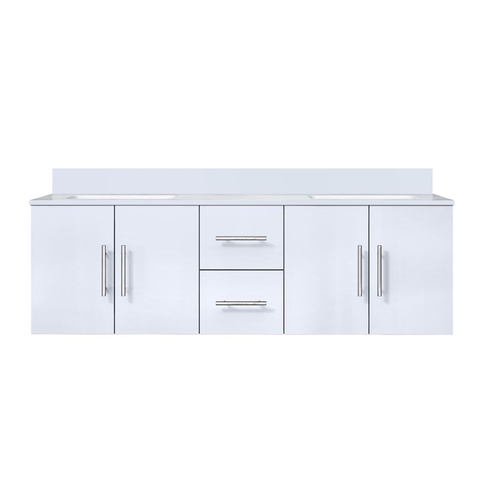 Geneva 60 in. W x 22 in. D Glossy White Double Bath Vanity and Cultured Marble Top
