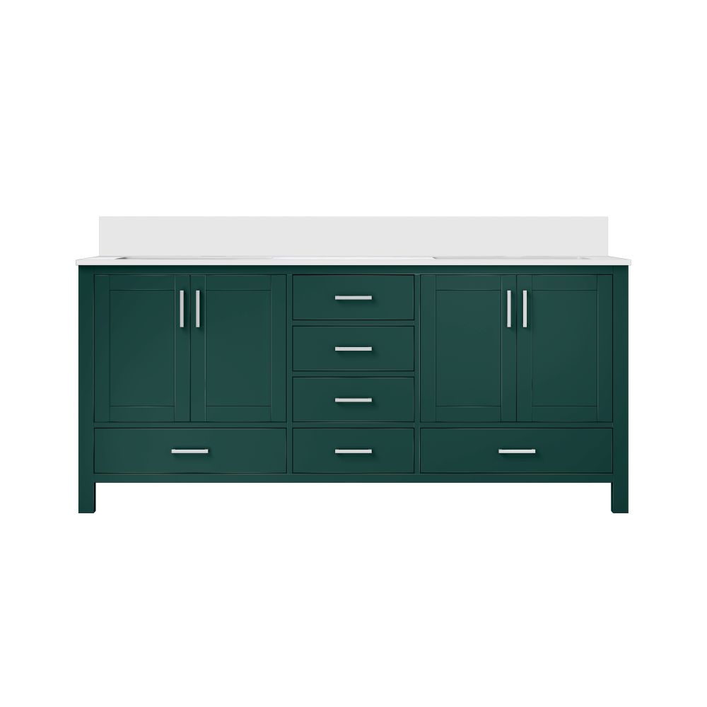 Jacques 72 in. W x 22 in. D Green Bath Vanity and Cultured Marble Top