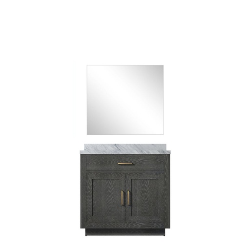 [LVA36SJ110] Abbey 36 in W x 22 in. D Black Oak Single Bath Vanity Carrara Marble Countertop and 34 in Mirror