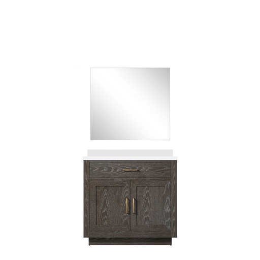 [LVA36SK310] Abbey 36 in W x 22 in. D Brown Oak Single Bath Vanity Cultured Marble Countertop and 34 in Mirror