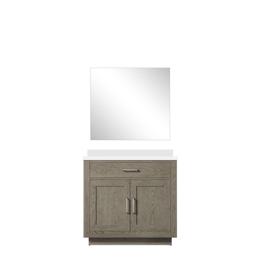 [LVA36SR210] Abbey 36 in W x 22 in. D Grey Oak Single Bath Vanity White Quartz Countertop and 34 in Mirror