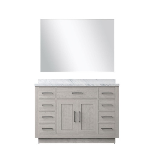 [LVA48SM110] Abbey 48 in W x 22 in. D White Oak Single Bath Vanity Carrara Marble Countertop and 43 in Mirror