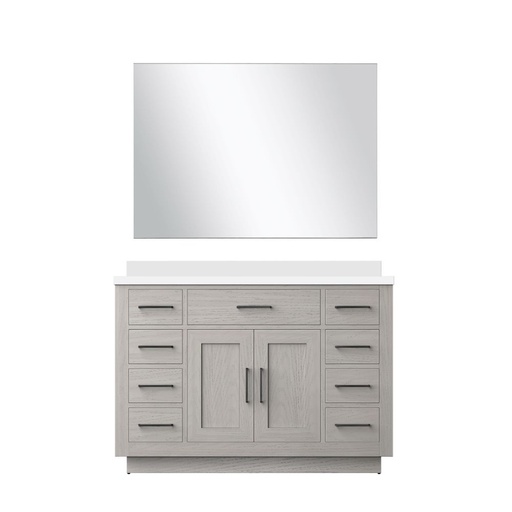 [LVA48SM310] Abbey 48 in W x 22 in. D White Oak Single Bath Vanity Cultured Marble Countertop and 43 in Mirror