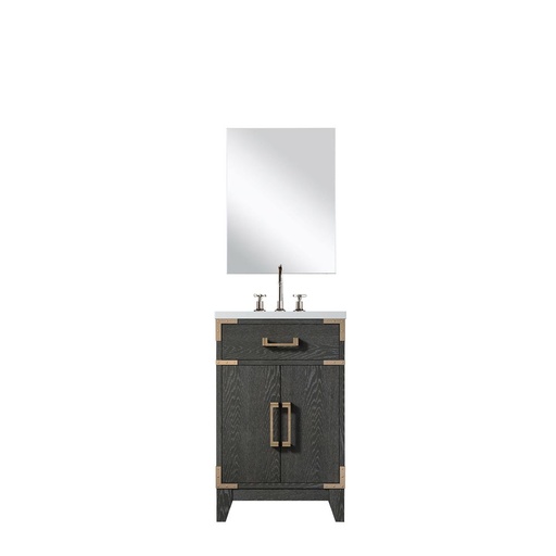 [LVL20SJ511] Laurel 20 in W x 18 in. D Black Oak Single Bath Vanity Acrylic Countertop, 18 in Mirror and Faucet Set