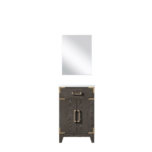 [LVL20SK510] Laurel 20 in W x 18 in. D Brown Oak Single Bath Vanity Acrylic Countertop and 18 in Mirror