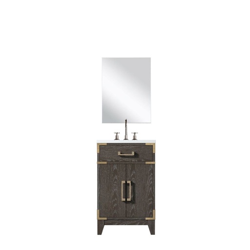 [LVL20SK511] Laurel 20 in W x 18 in. D Brown Oak Single Bath Vanity Acrylic Countertop, 18 in Mirror and Faucet Set