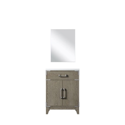 [LVL24SR510] Laurel 24 in W x 18 in. D Grey Oak Single Bath Vanity Acrylic Countertop and 18 in Mirror