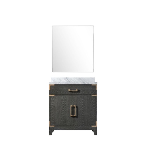 [LVL30SJ110] Laurel 30 in W x 22 in. D Black Oak Single Bath Vanity Carrara Marble Countertop and 28 in Mirror