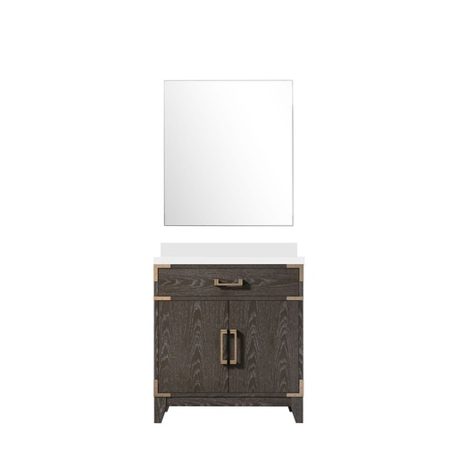 [LVL30SK210] Laurel 30 in W x 22 in. D Brown Oak Single Bath Vanity White Quartz Countertop and 28 in Mirror