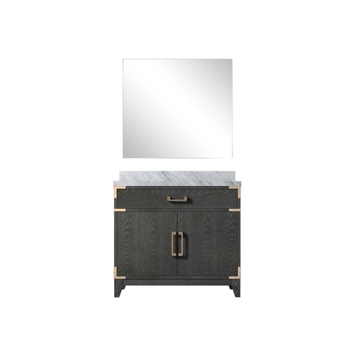 [LVL36SJ110] Laurel 36 in W x 22 in. D Black Oak Single Bath Vanity Carrara Marble Countertop and 34 in Mirror