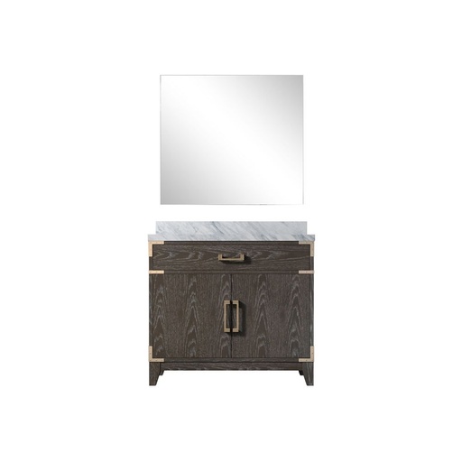 [LVL36SK110] Laurel 36 in W x 22 in. D Brown Oak Single Bath Vanity Carrara Marble Countertop and 34 in Mirror