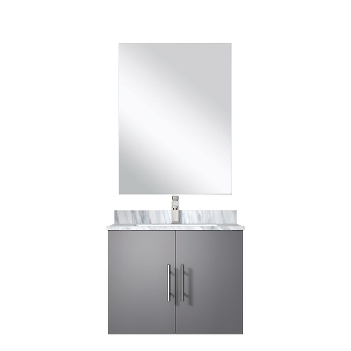 [LVG24SB111] Geneva 24 in W x in. D Dark Grey Single Bath Vanity Carrara Marble Countertop, 18 in Mirror and Faucet Set