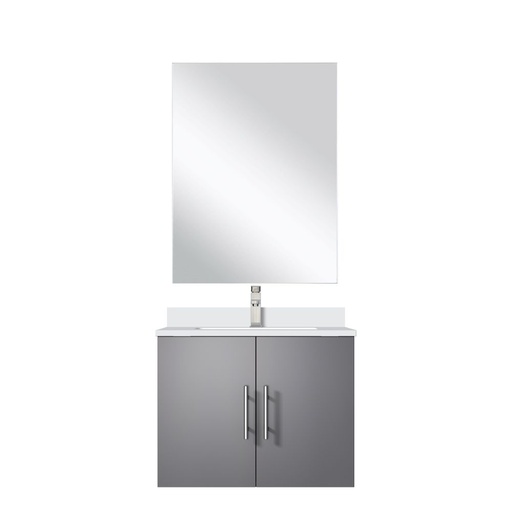 [LVG24SB211] Geneva 24 in W x in. D Dark Grey Single Bath Vanity White Quartz Countertop, 18 in Mirror and Faucet Set