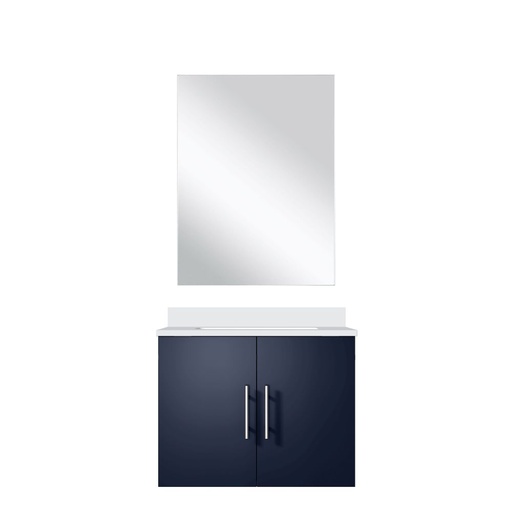 [LVG24SE210] Geneva 24 in W x in. D Navy Blue Single Bath Vanity White Quartz Countertop and 18 in Mirror