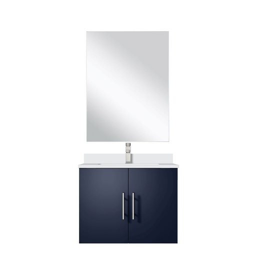 [LVG24SE311] Geneva 24 in W x in. D Navy Blue Single Bath Vanity Cultured Marble Countertop, 18 in Mirror and Faucet Set