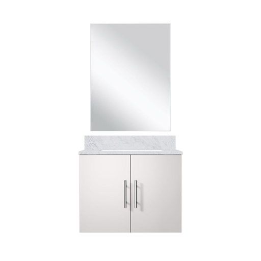 [LVG24SM110] Geneva 24 in W x in. D Glossy White Single Bath Vanity Carrara Marble Countertop and 18 in Mirror
