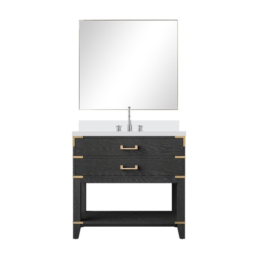 [LVN36SJ311] Norwalk 36 in W x 22 in. D Black Oak Single Bath Vanity Cultured Marble Countertop, 34 in Mirror and Faucet Set