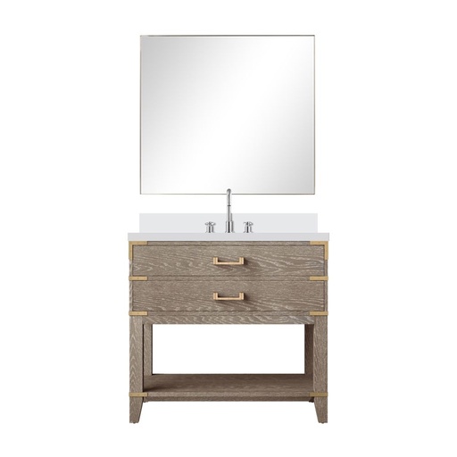[LVN36SR311] Norwalk 36 in W x 22 in. D Grey Oak Single Bath Vanity Cultured Marble Countertop, 34 in Mirror and Faucet Set