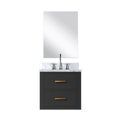 [LVC20SL511] Castor 20 in W x 18 in. D Black Single Bath Vanity Acrylic Countertop, 18 in Mirror and Faucet Set