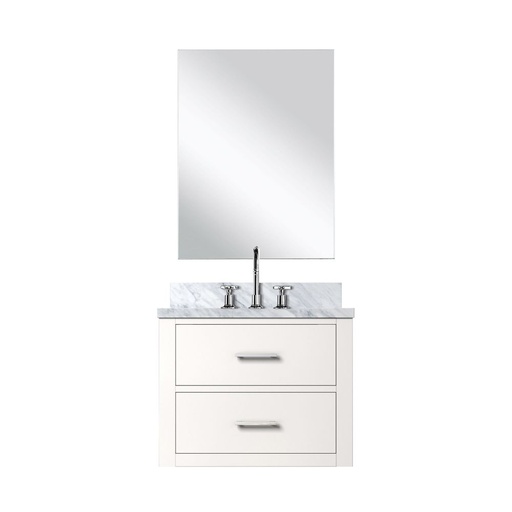 [LVC24SA511] Castor 24 in W x 18 in. D White Single Bath Vanity Acrylic Countertop, 18 in Mirror and Faucet Set