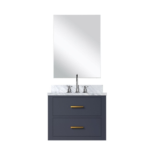 [LVC24SE511] Castor 24 in W x 18 in. D Blue Single Bath Vanity Acrylic Countertop, 18 in Mirror and Faucet Set