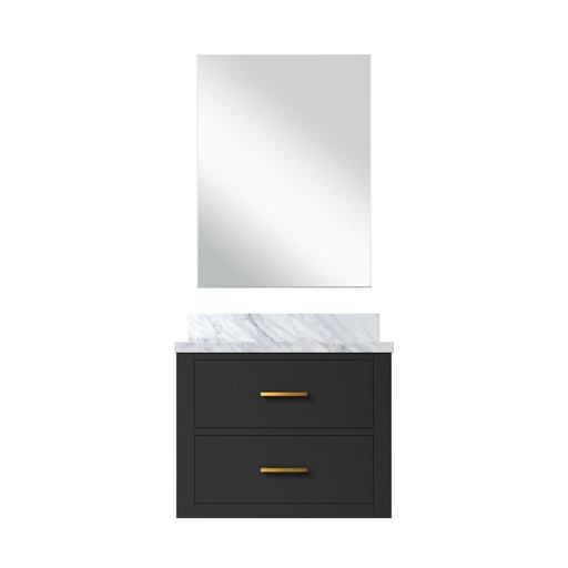 [LVC24SL510] Castor 24 in W x 18 in. D Black Single Bath Vanity Acrylic Countertop and 18 in Mirror
