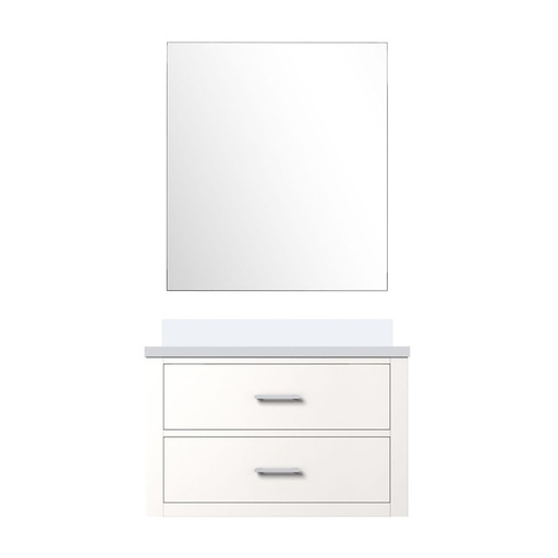 [LVC30SA210] Castor 30 in W x 22 in. D White Single Bath Vanity White Quartz Countertop and 28 in Mirror