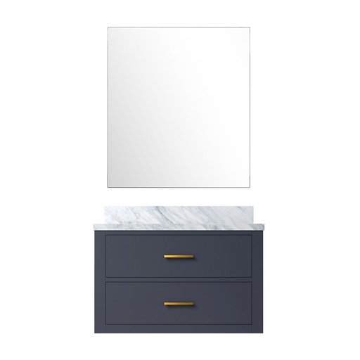 [LVC30SE110] Castor 30 in W x 22 in. D Blue Single Bath Vanity Carrara Marble Countertop and 28 in Mirror
