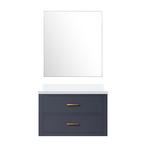 [LVC30SE210] Castor 30 in W x 22 in. D Blue Single Bath Vanity White Quartz Countertop and 28 in Mirror