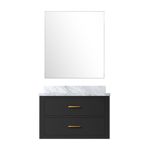 [LVC30SL110] Castor 30 in W x 22 in. D Black Single Bath Vanity Carrara Marble Countertop and 28 in Mirror
