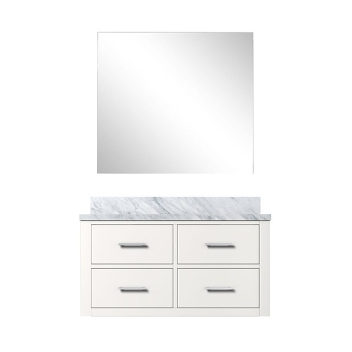[LVC36SA110] Castor 36 in W x 22 in. D White Single Bath Vanity Carrara Marble Countertop and 34 in Mirror