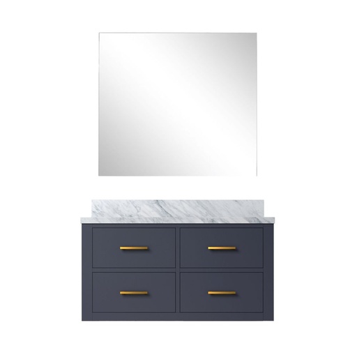 [LVC36SE110] Castor 36 in W x 22 in. D Blue Single Bath Vanity Carrara Marble Countertop and 34 in Mirror