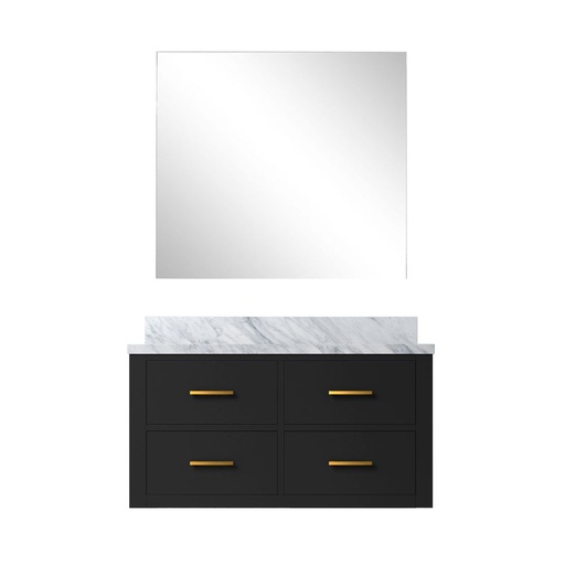[LVC36SL110] Castor 36 in W x 22 in. D Black Single Bath Vanity Carrara Marble Countertop and 34 in Mirror