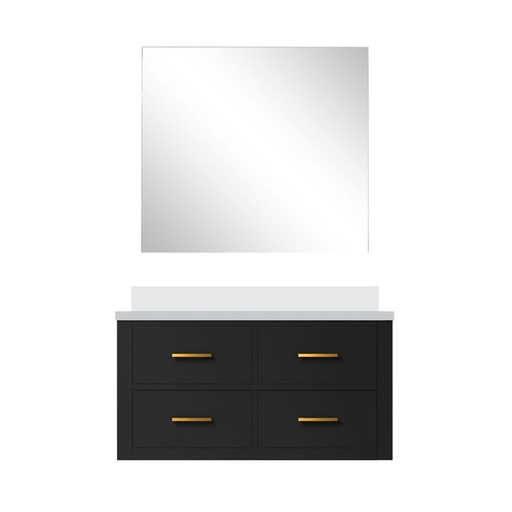 [LVC36SL210] Castor 36 in W x 22 in. D Black Single Bath Vanity White Quartz Countertop and 34 in Mirror