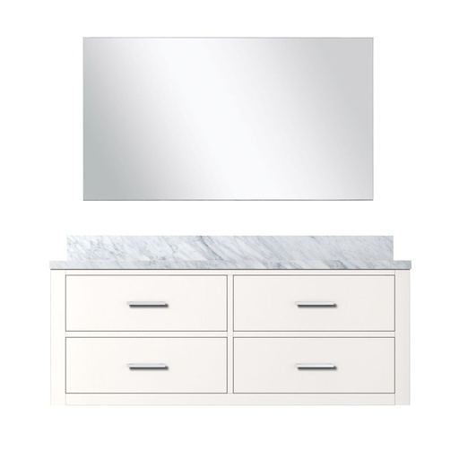 [LVC48SA110] Castor 48 in W x 22 in. D White Single Bath Vanity Carrara Marble Countertop and 43 in Mirror