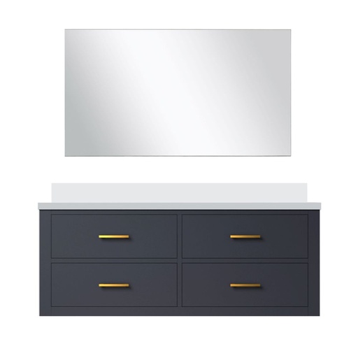[LVC48SE210] Castor 48 in W x 22 in. D Blue Single Bath Vanity White Quartz Countertop and 43 in Mirror