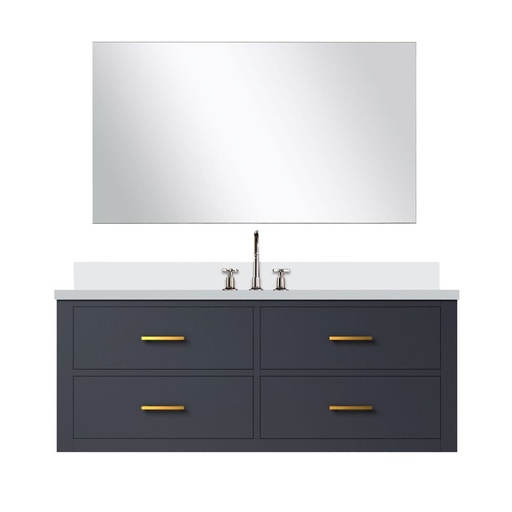 [LVC48SE311] Castor 48 in W x 22 in. D Blue Single Bath Vanity Cultured Marble Countertop, 43 in Mirror and Faucet Set