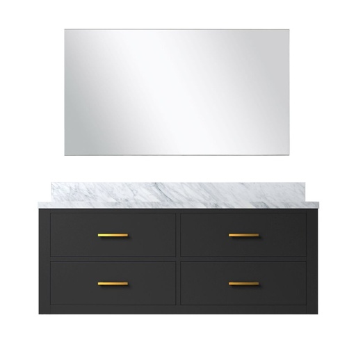 [LVC48SL110] Castor 48 in W x 22 in. D Black Single Bath Vanity Carrara Marble Countertop and 43 in Mirror