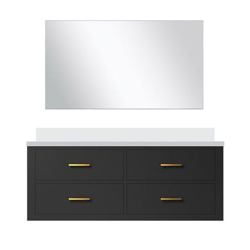 [LVC48SL310] Castor 48 in W x 22 in. D Black Single Bath Vanity Cultured Marble Countertop and 43 in Mirror