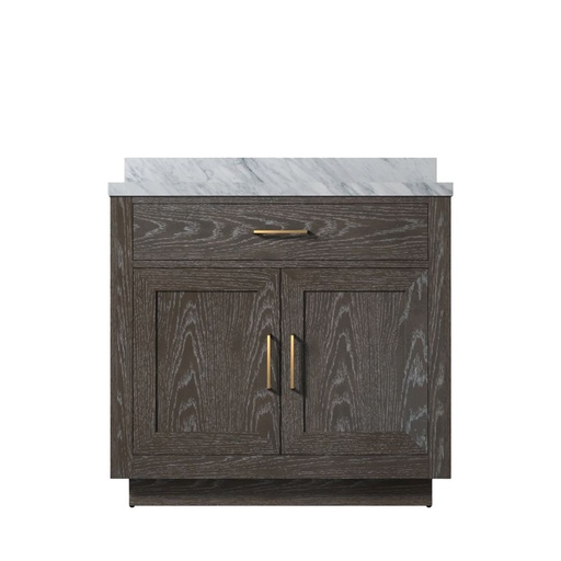 [LVA36SK100] Abbey 36 in W x 22 in. D Brown Oak Single Bath Vanity and Carrara Marble Top