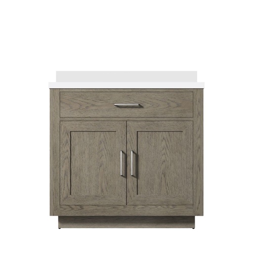 [LVA36SR200] Abbey 36 in W x 22 in. D Grey Oak Single Bath Vanity and White Quartz Top