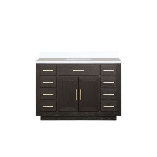 [LVA48SK200] Abbey 48 in W x 22 in. D Brown Oak Single Bath Vanity and White Quartz Top