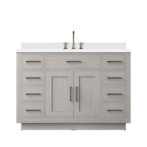 [LVA48SM301] Abbey 48 in W x 22 in. D White Oak Single Bath Vanity, Cultured Marble Top, and Faucet Set