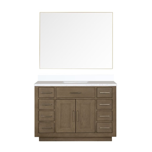 [LVA48SR310] Abbey 48 in W x 22 in. D Grey Oak Single Bath Vanity, Cultured Marble Top, and 46 in Mirror